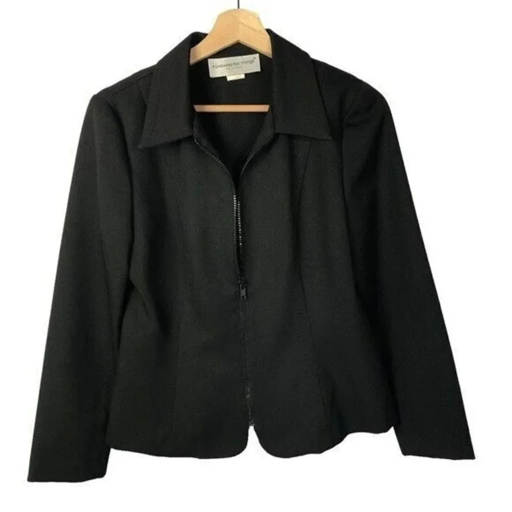 Vintage Fundamental Things Petite Black Full Zip Jacket 10